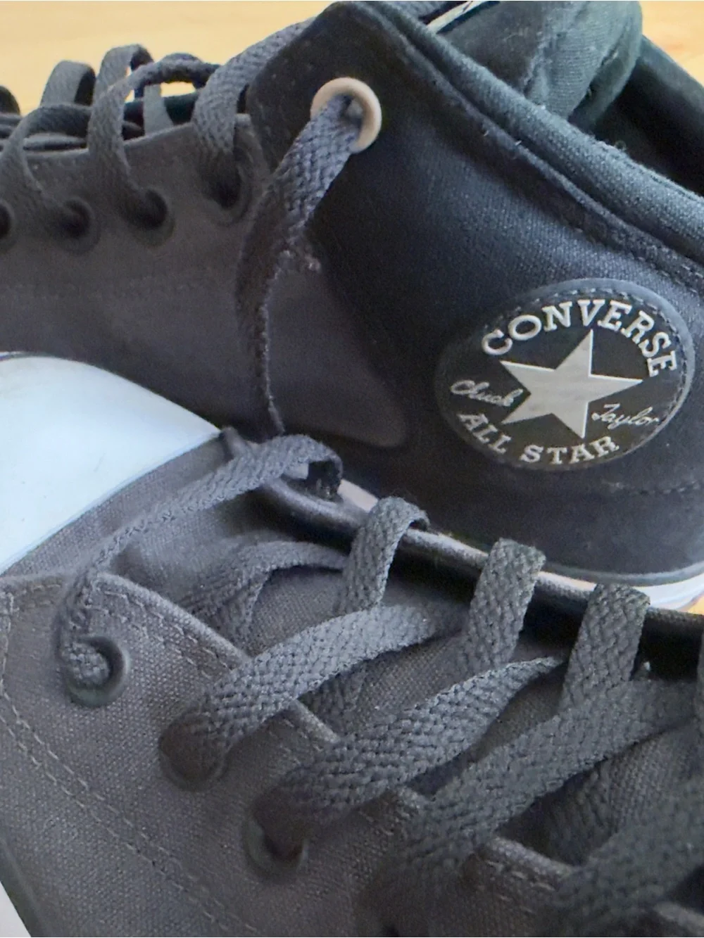 Converse Men’s Black & GrHigh Top Sneakers with White Toe